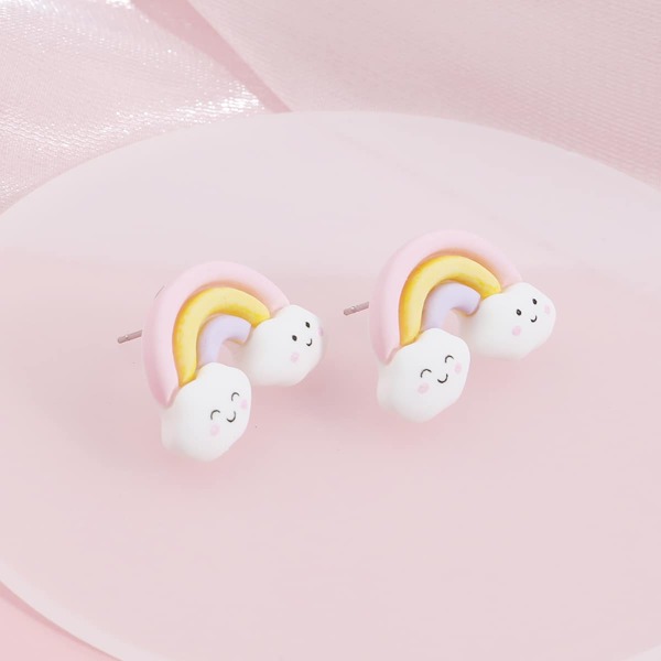

Girls Rainbow Stud Earrings, Multicolor
