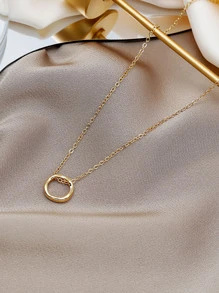 Round Charm Necklace - Yellow Gold - View 2