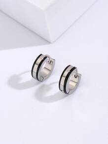 時尚流行男士不銹鋼耳環，適合珠寶禮物和時尚外觀 - 銀色 - 查看 5