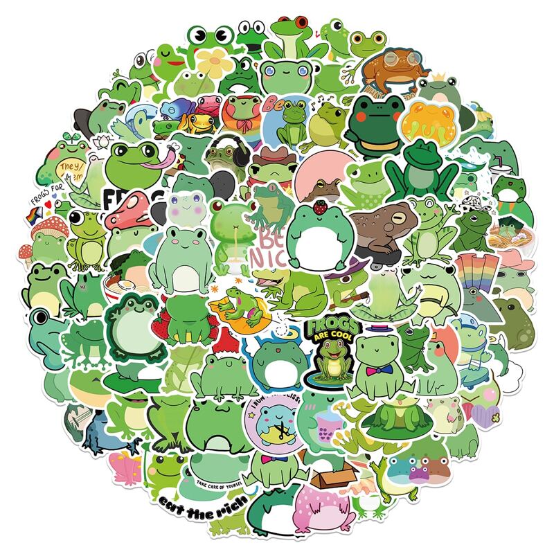

100pcs Cartoon Frog Sticker, Multicolor
