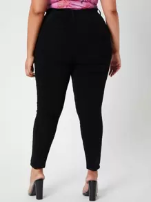 SHEIN SXY 大碼高腰緊身牛仔褲 - 黑色 - 查看 2