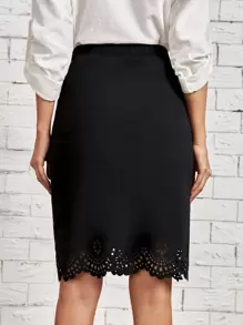 EMERY ROSE Falda cortado láser en abanico de talle alto