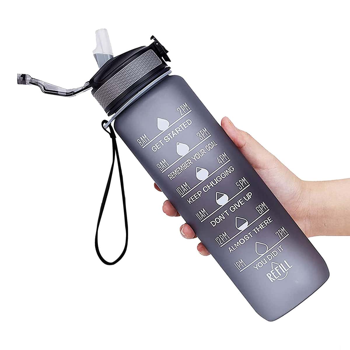 

Timetable Print Water Bottle, Grey