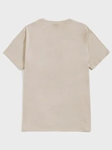 ROMWE MEN 街頭繪圖 字母男士上衣 - 卡其色 - 查看 2