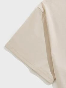 ROMWE MEN 街頭繪圖 字母男士上衣 - 卡其色 - 查看 3