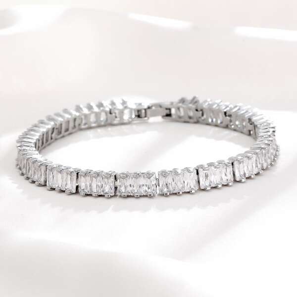 

Simple Zircon Decor Bracelet, White
