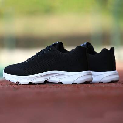 Knit Detail Lace-up Front Running Shoes
