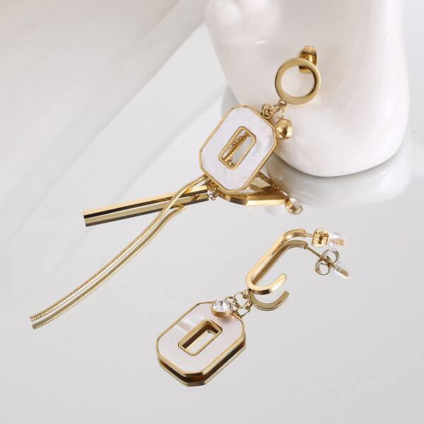 

Rhinestone Geo Drop Earrings, Gold