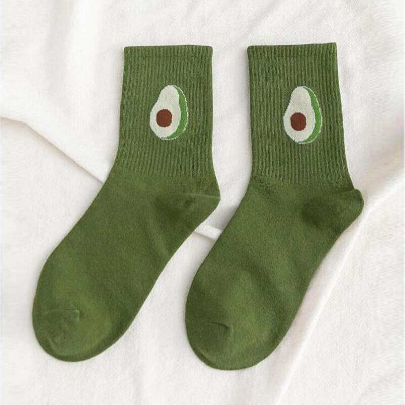

Fruit Pattern Crew Socks, Green