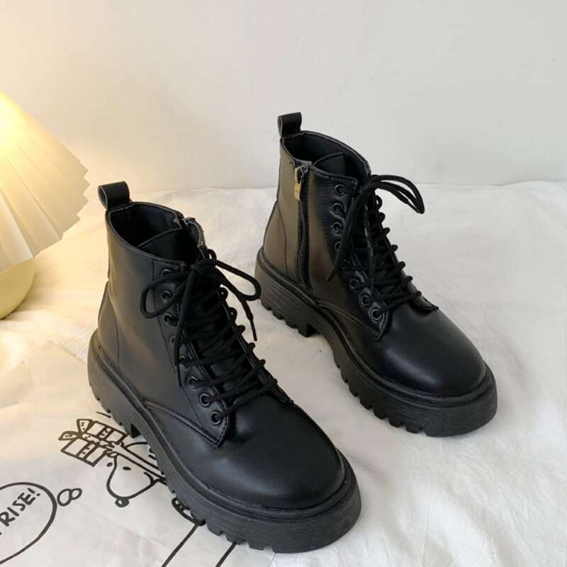 

Side Zipper Combat Boots, Black