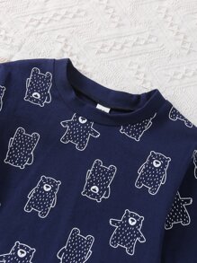 Baby Boy Cartoon Graphic Pullover & Joggers - Navy Blue - View 3