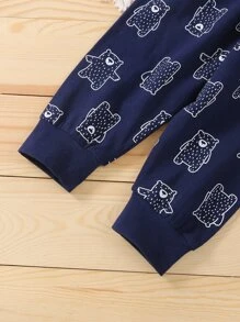 Baby Boy Cartoon Graphic Pullover & Joggers - Navy Blue - View 6