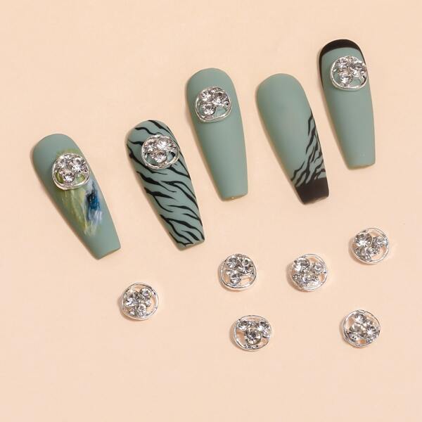 

10pcs Rhinestone Nail Art Decoration, Silver