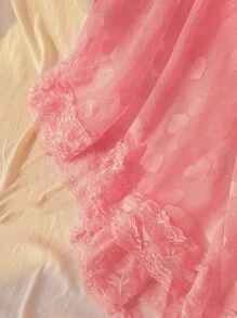 Vestido para dormir transparente con corazón de malla - Rosa - Ver 5