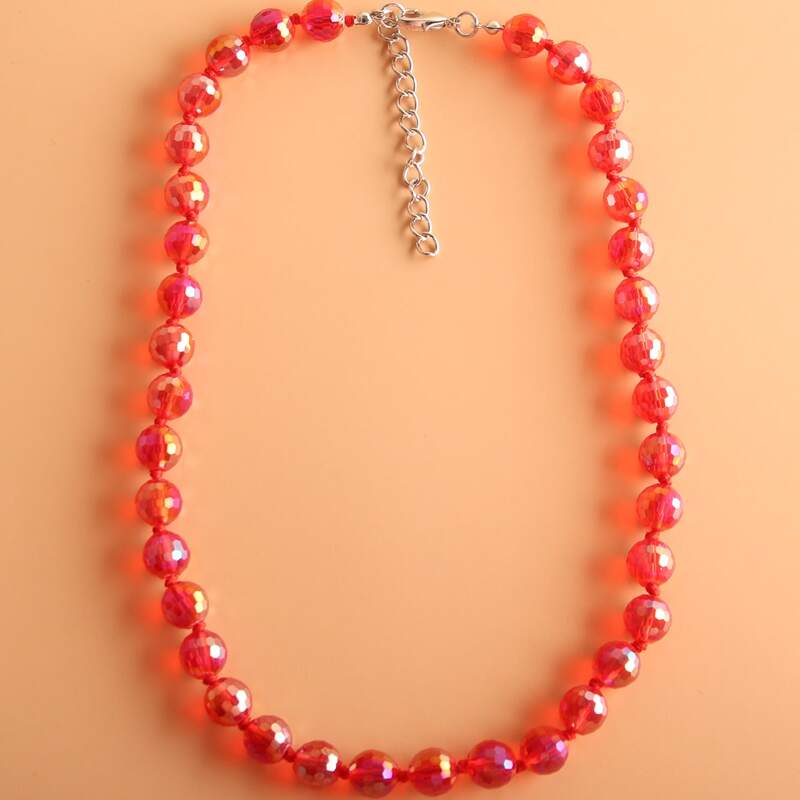 

1pc Crystal Beaded Necklace, Red