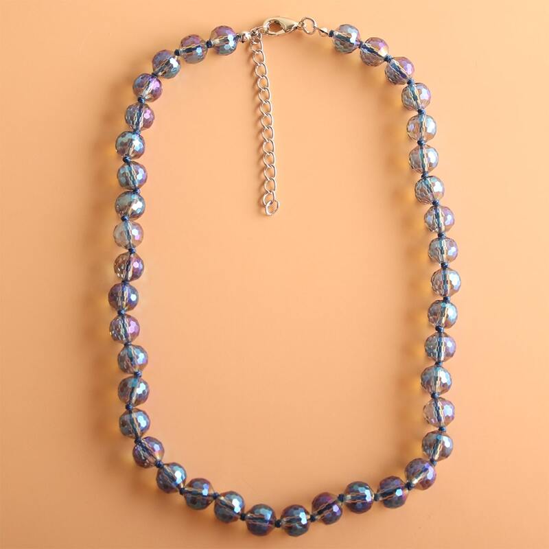 

1pc Crystal Beaded Necklace, Blue
