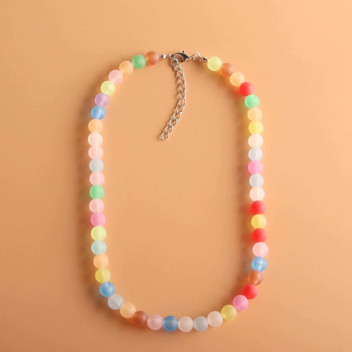 

1pc Colorful Beaded Necklace, Multicolor