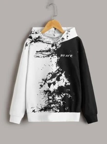 SHEIN Tween Boy Letter & Ink Print Sweatshirt