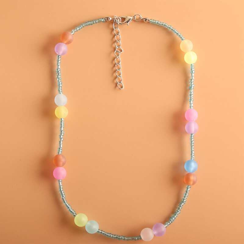 

1pc Minimalist Beaded Necklace, Multicolor