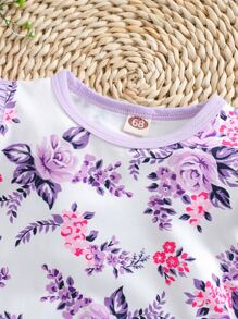 Bebé Jumpsuit floral ribete con fruncido con diadema - Multicolor - Ver 3