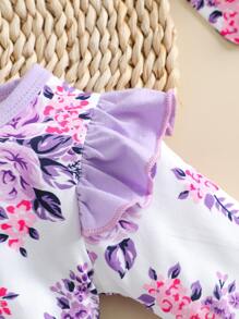 Bebé Jumpsuit floral ribete con fruncido con diadema - Multicolor - Ver 4