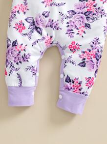 Bebé Jumpsuit floral ribete con fruncido con diadema - Multicolor - Ver 6