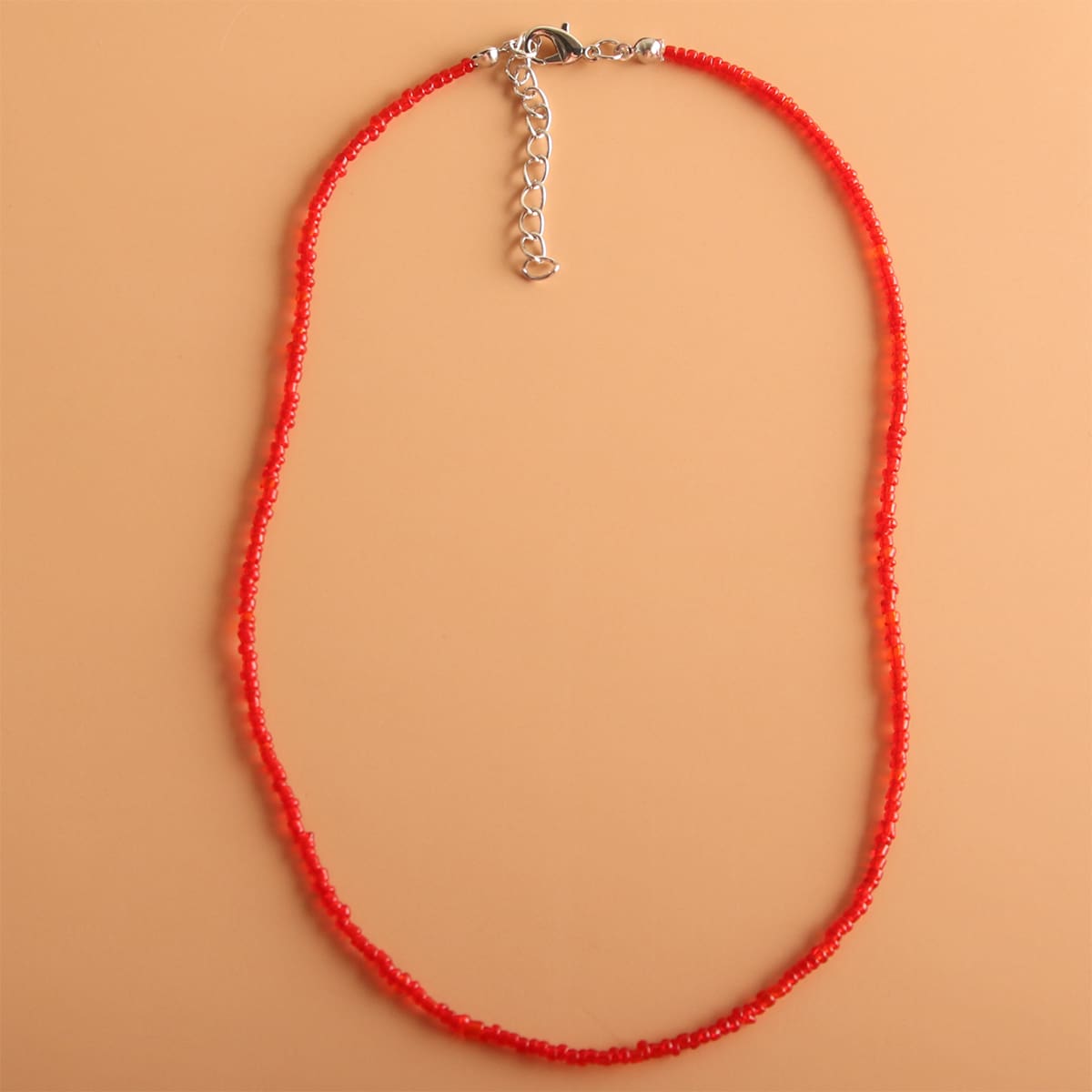 

1pc Minimalist Beaded Necklace, Red