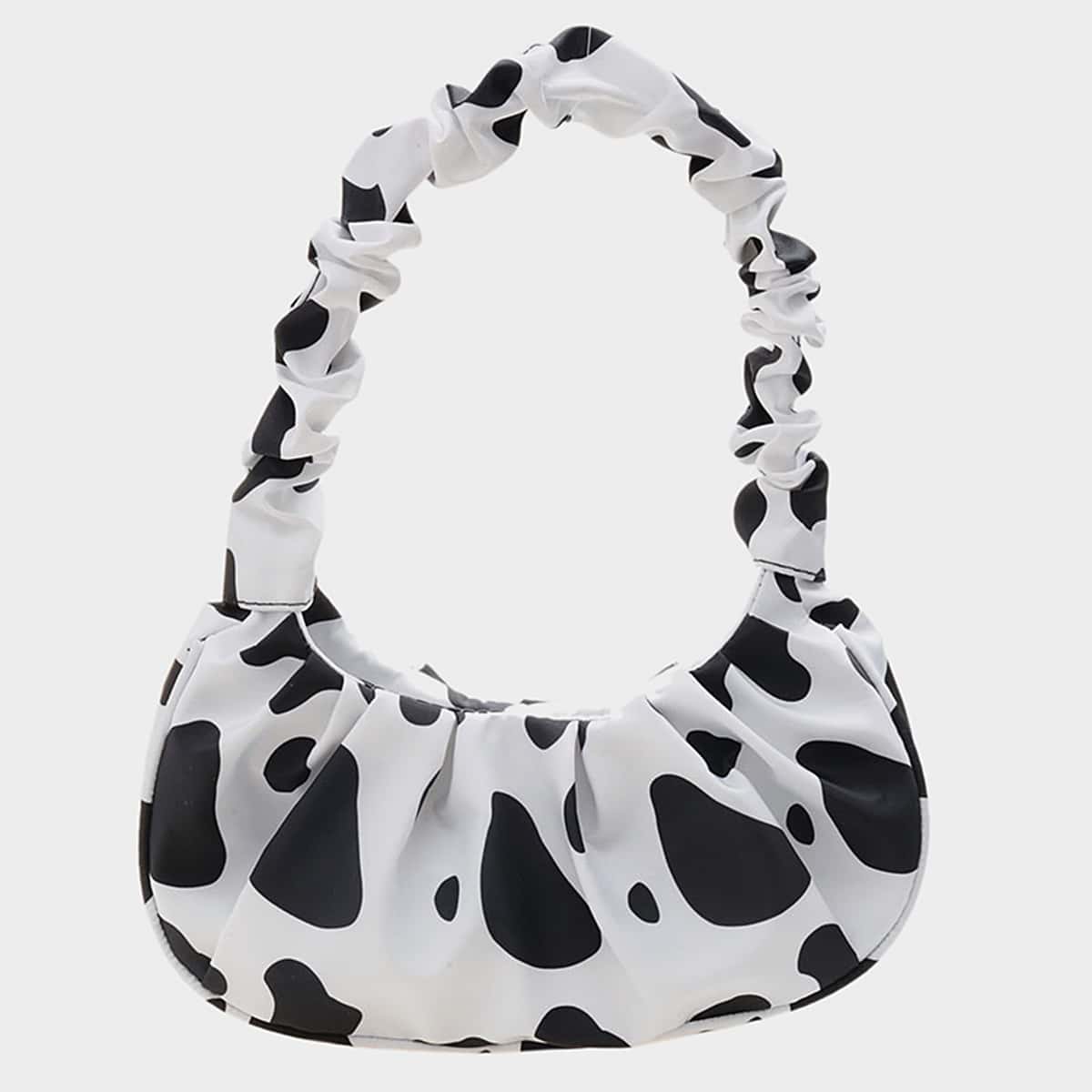 

Cow Print Shoulder Bag, Black and white