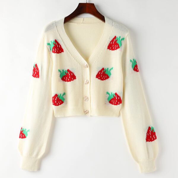 

Strawberry Pattern Cardigan, Multicolor