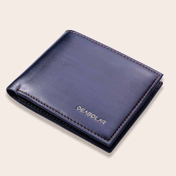 

Men Letter Graphic Wallet, Blue