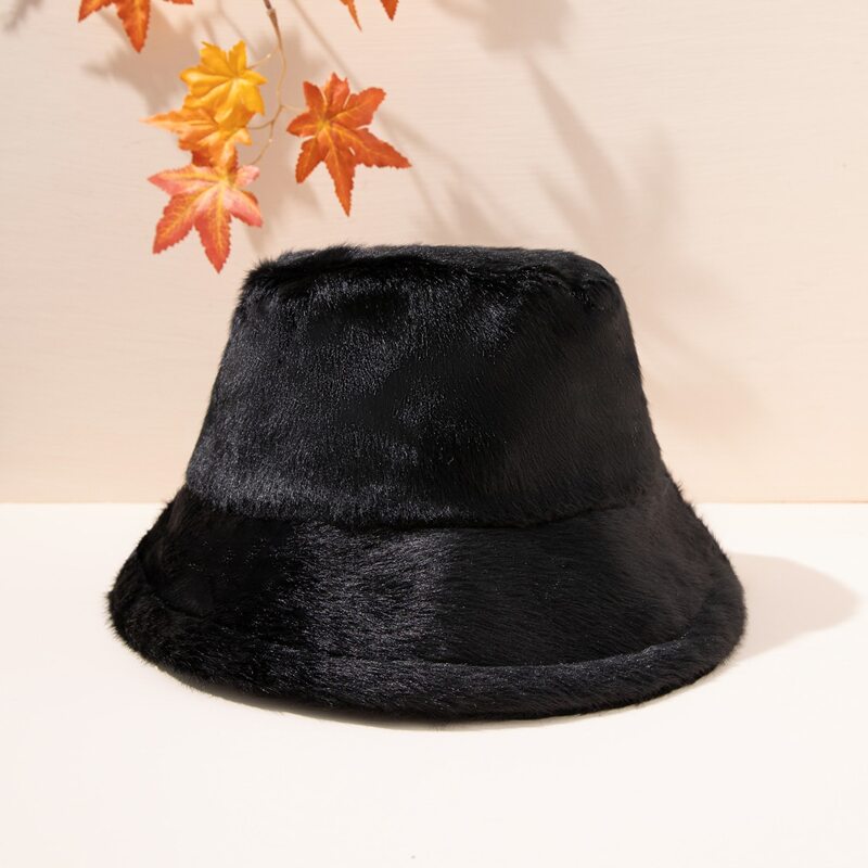 

Solid Fluffy Bucket Hat, Black
