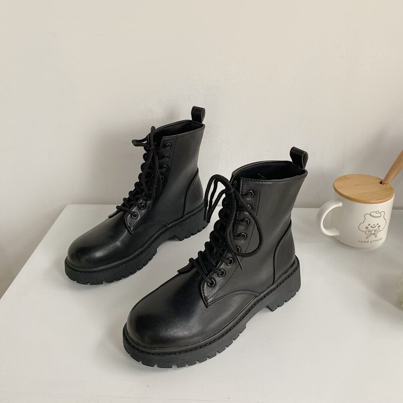 

Lace-up Front Combat Boots, Black