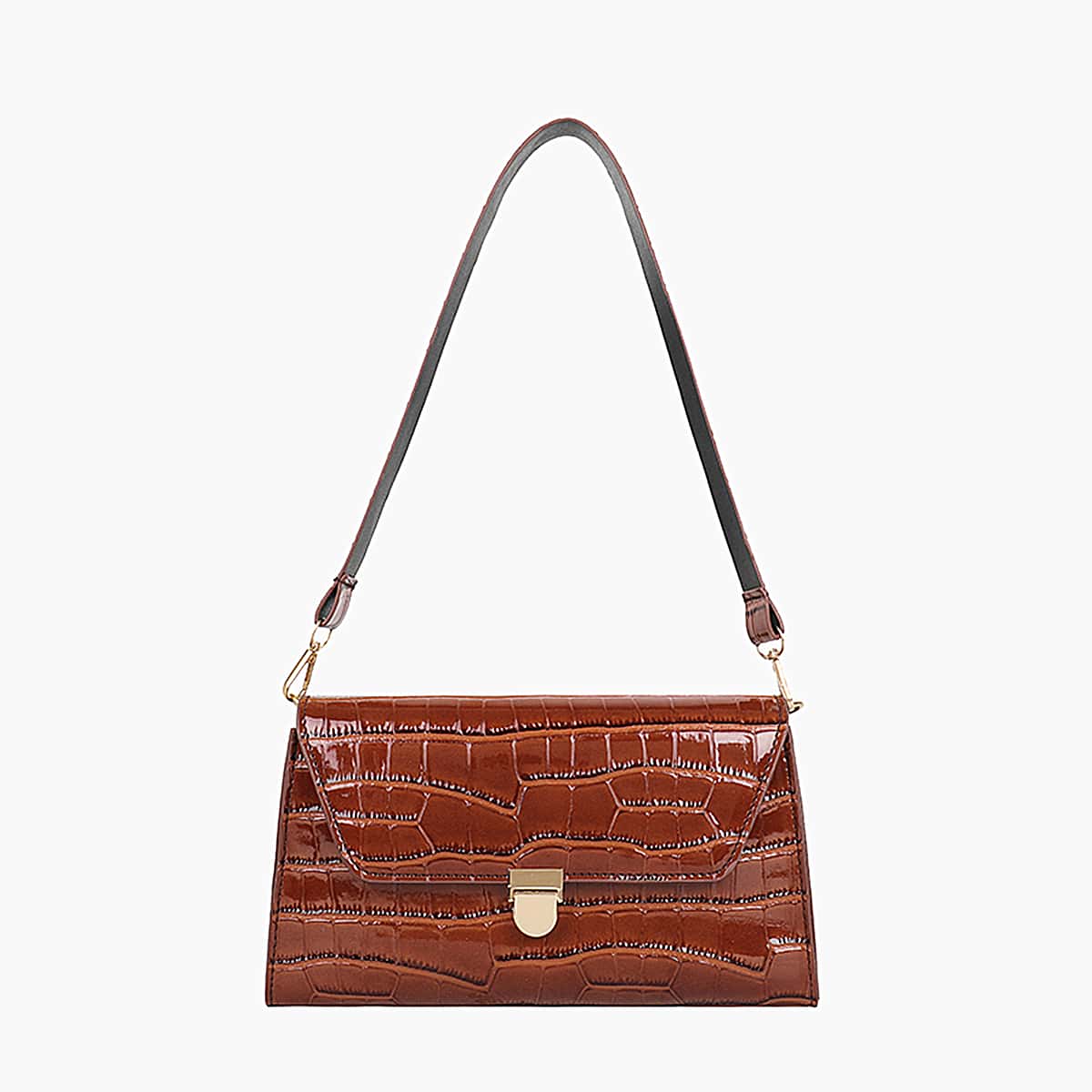 

Croc Embossed Shoulder Bag, Brown