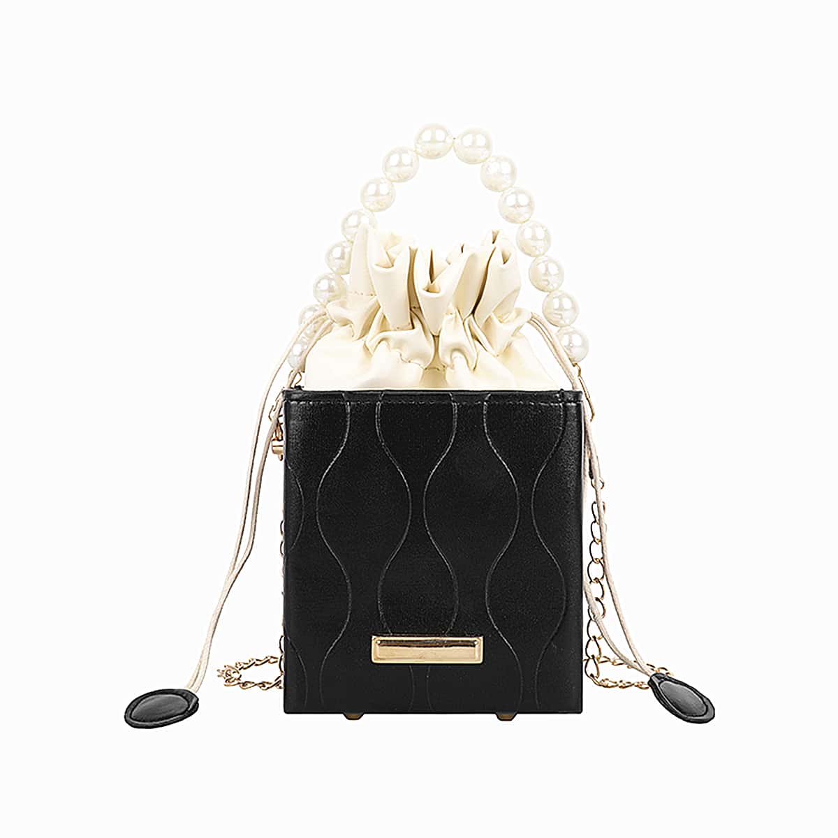

Drawstring Satchel Bag, Black