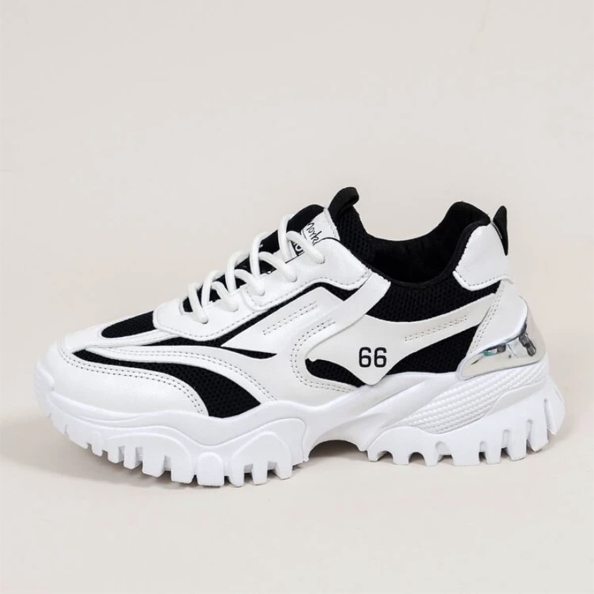 

Colorblock Lace-up Front Sneakers, Black
