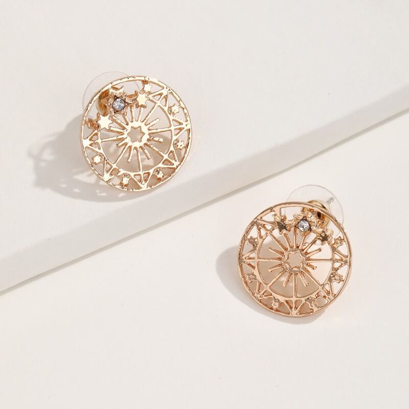 

Hollow Out Stud Earrings, Gold