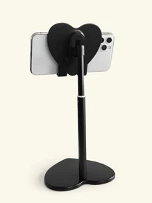 Soporte de escritorio con forma de corazón compatible con iPhone, teléfonos Android, regalo para cumpleaños, familia, amigos, soporte para teléfono, accesorio para teléfono - Negro - Ver 4