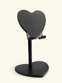 Soporte de escritorio con forma de corazón compatible con iPhone, teléfonos Android, regalo para cumpleaños, familia, amigos, soporte para teléfono, accesorio para teléfono - Negro - Ver 3