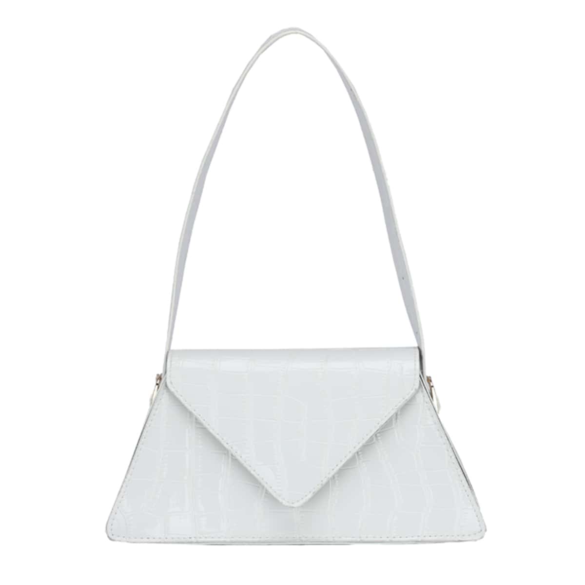 

Croc Embossed Flap Shoulder Bag, White