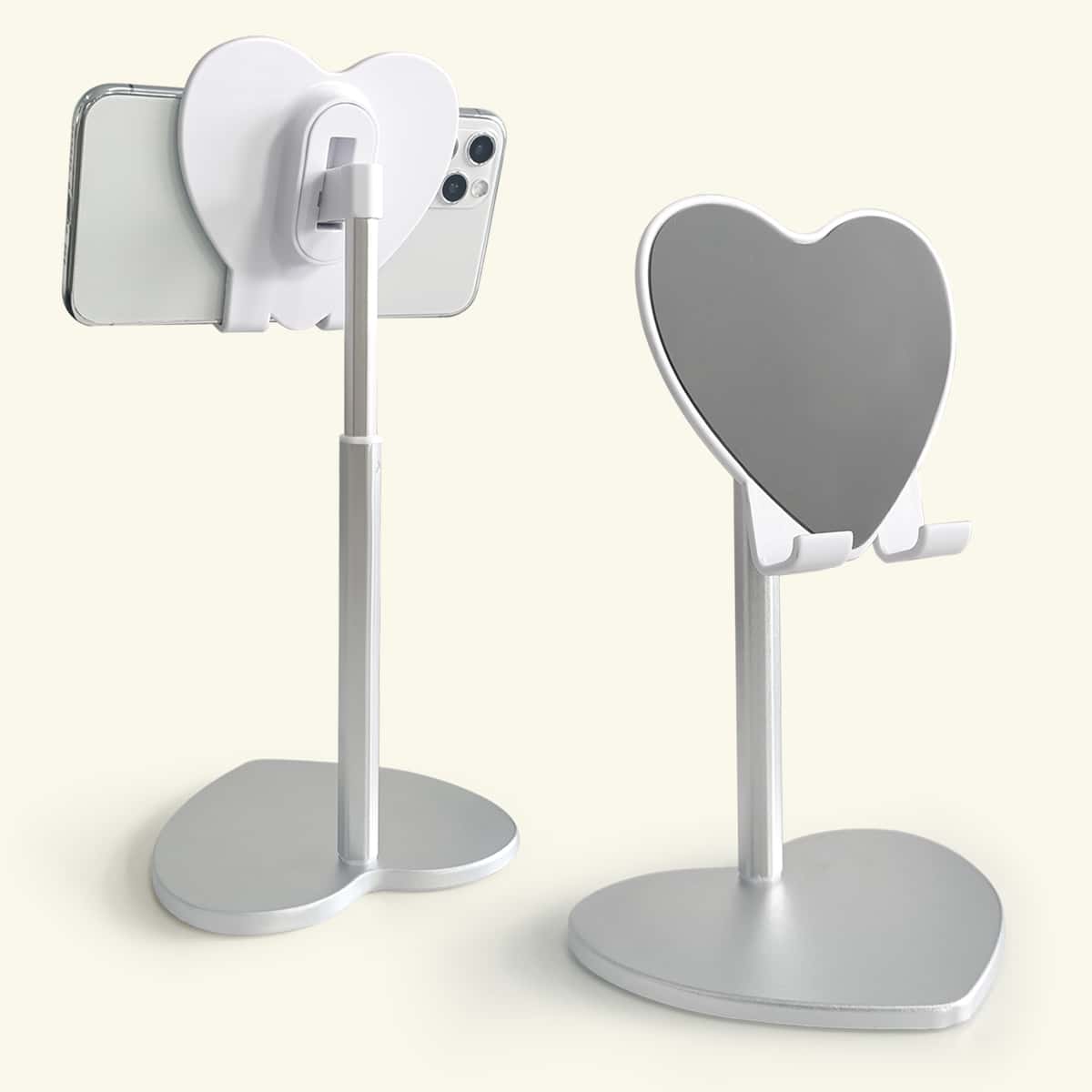 

Heart Shaped Desktop Phone Holder, Silver