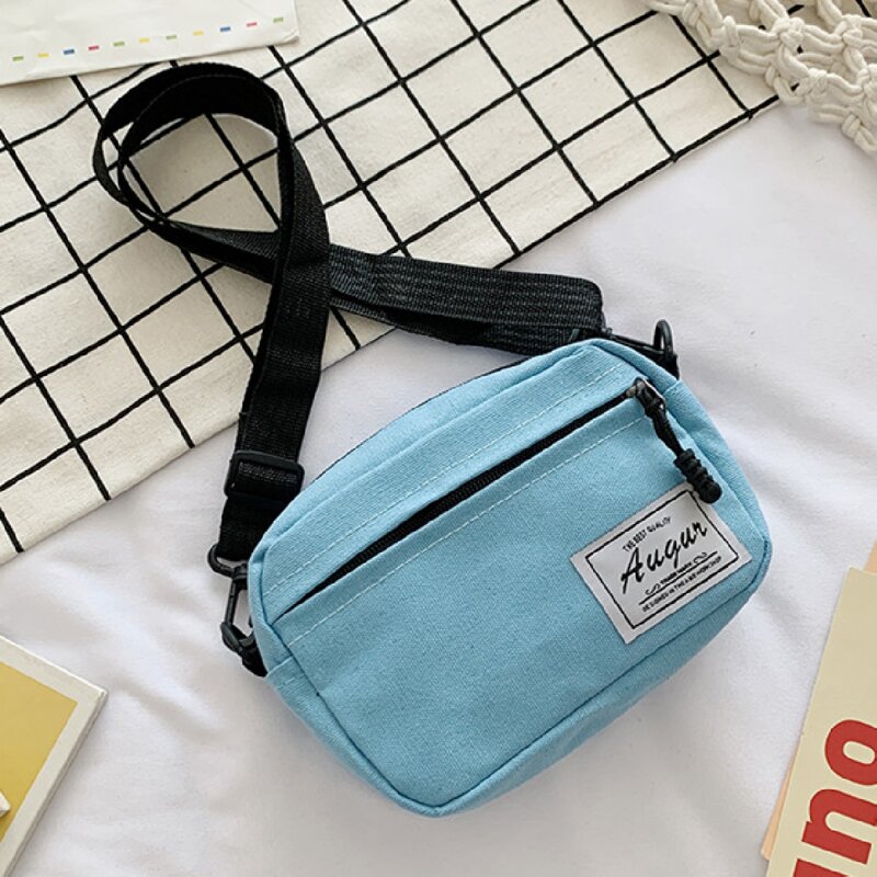

Zip Front Canvas Crossbody Bag, Blue