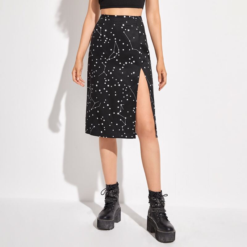 

Galaxy Split Skirt, Black