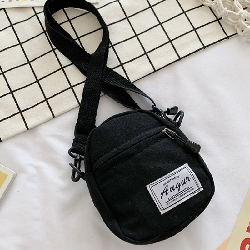 

Zip Front Canvas Crossbody Bag, Black