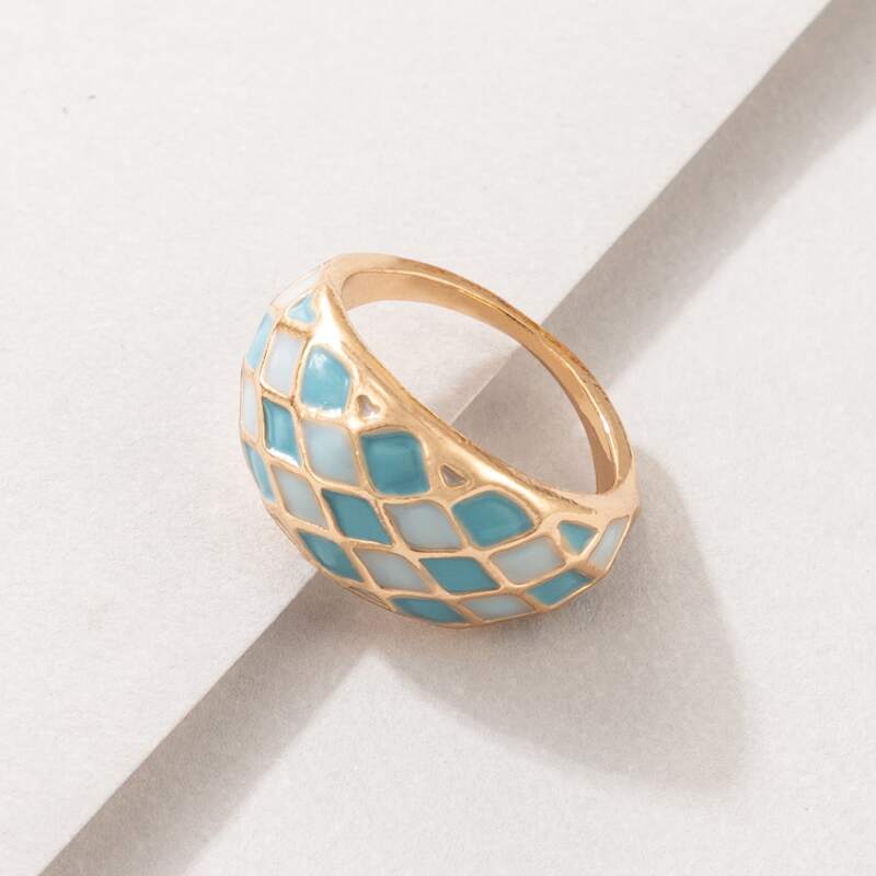 

1pc Colorblock Ring, Blue
