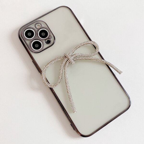 

Rhinestone Bow Decor Phone Case, Clear