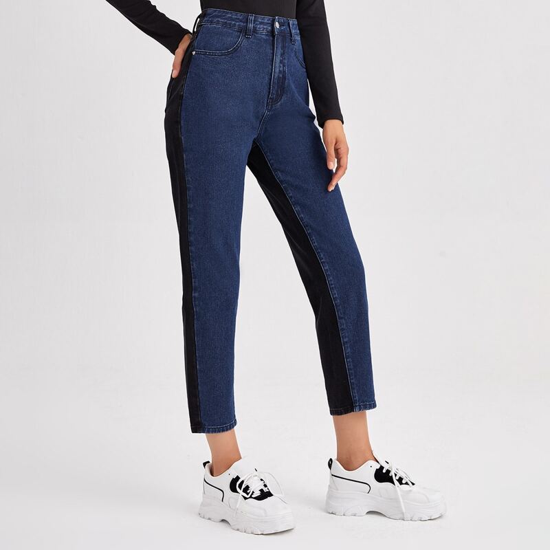 

Colorblock Button Fly Jeans, Multicolor