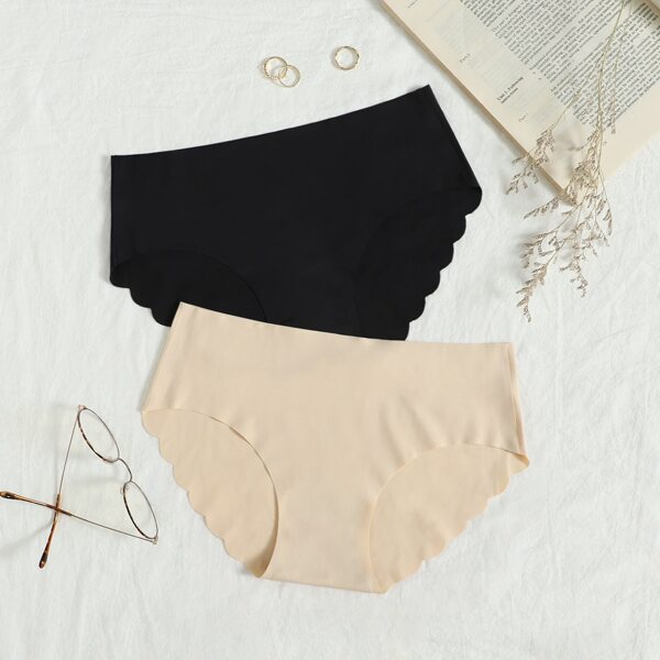 

2pack Scallop Trim No Show Panty Set, Multicolor