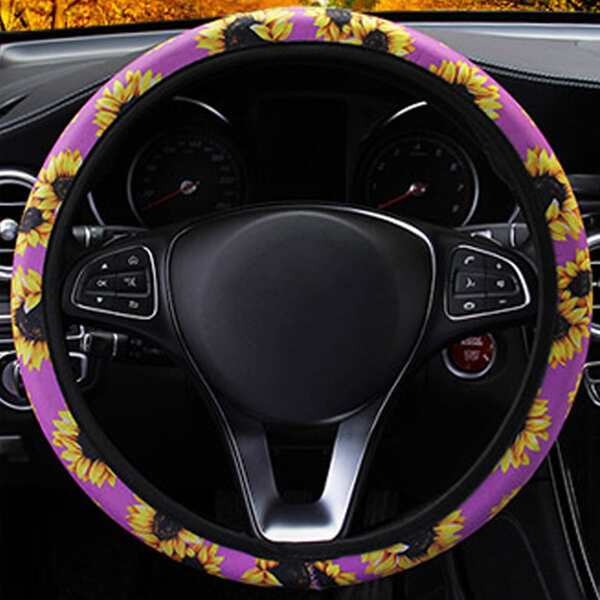 

Sunflower Pattern Steering Wheel Cover, Purple