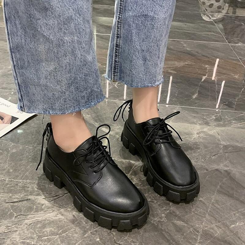 

Lace-up Front Wedge Mary Janes, Black