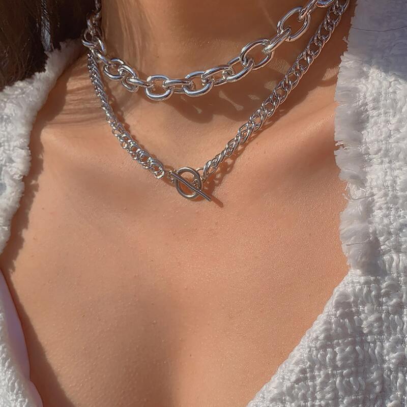 

2pc Minimalist Chain Necklace, Silver